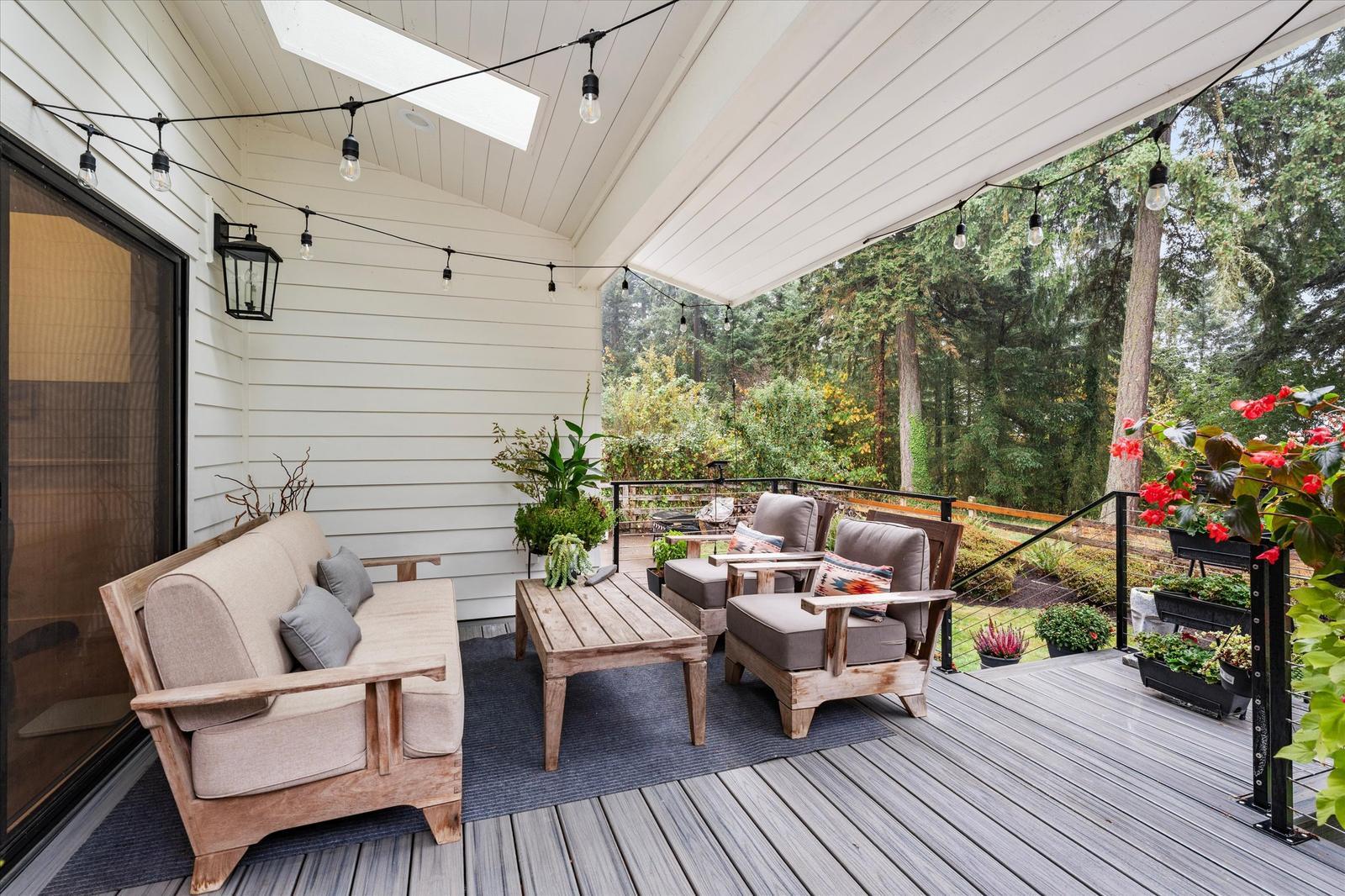 Covered deck with seating